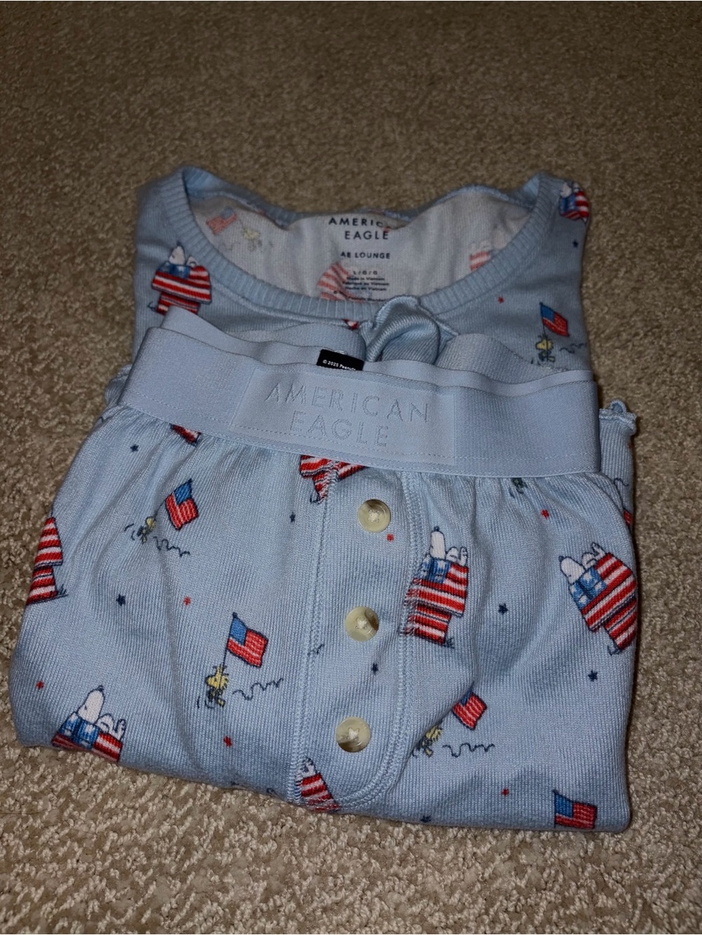 American Eagle Outfitters Snoopy American Flag PJ Set